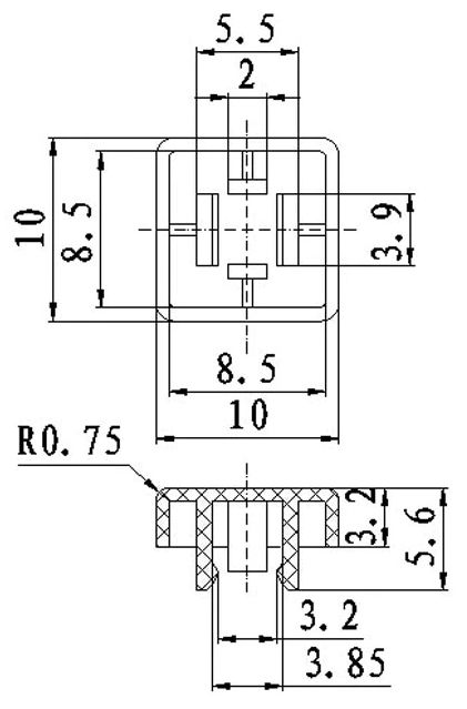 Cap voor 12x12 micro drukknop schakelaar vierkant afmetingen